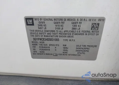 2013 Cadillac Srx Luxury Collection из США, поврежденный, VIN 3GYFNCE34DS631083